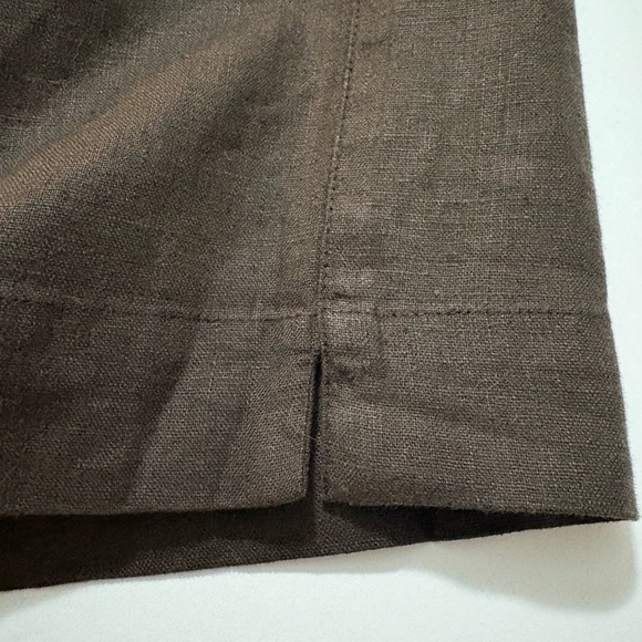 Lino by Chico's Chocolate Brown Linen Pull On Cropped Relaxed Fit Elastic Waist - Picture 8 of 11
